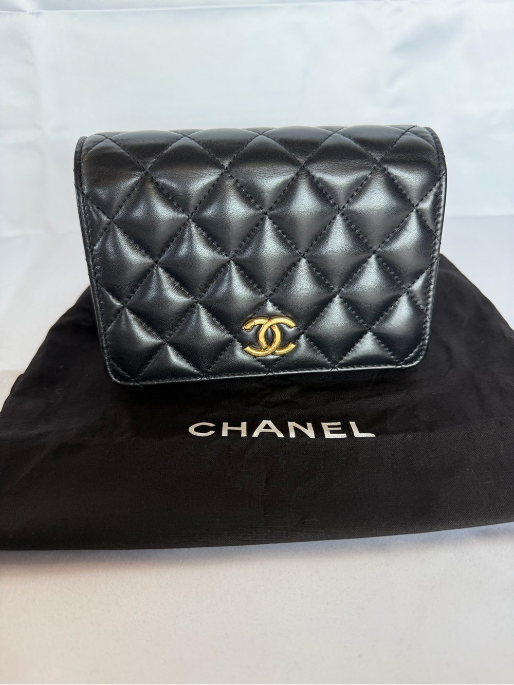🎉SOLD🎉 CHANEL Black Lambskin WOC Wallet On Chain Gold Hardware GHW Cruise 2023 - Picture 3 of 12